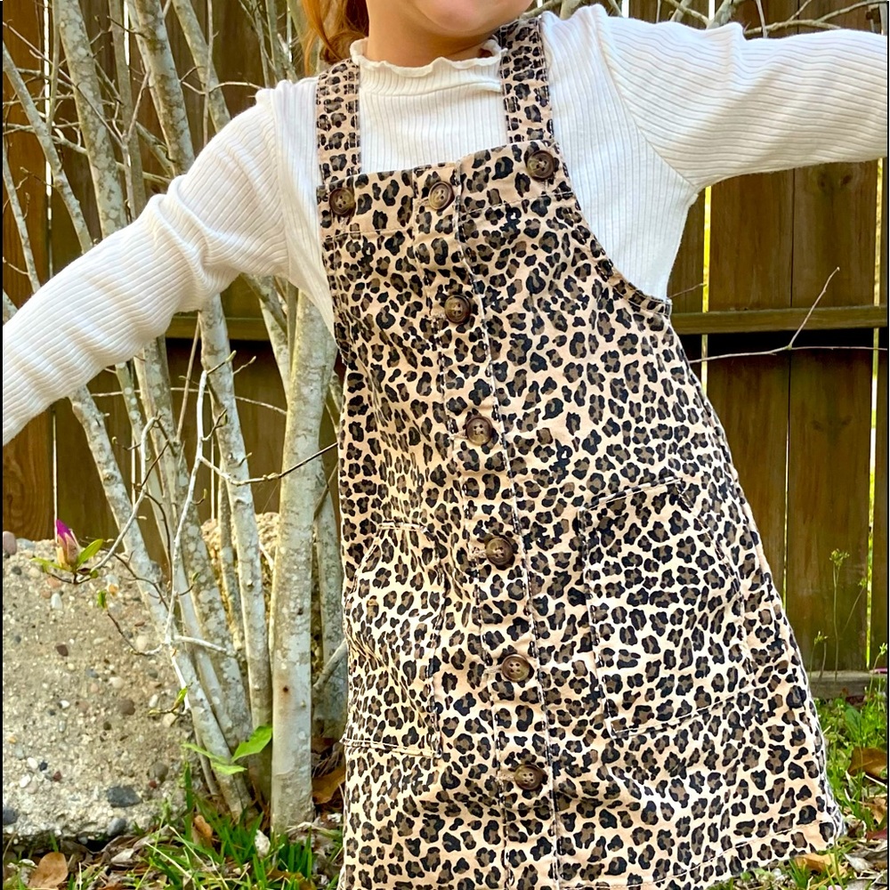 Leopard print overalls and dark jean overalls! (Shirt not included)